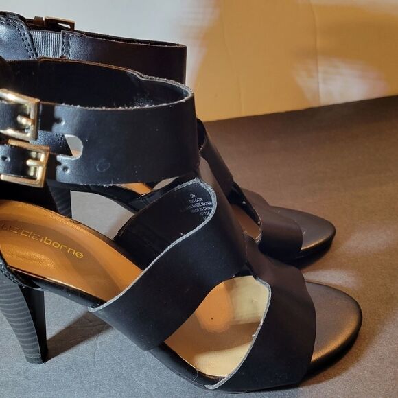 WOMEN"S BLACK OPEN TOE WITH BACK ZIPPER SANDAL - Picture 7 of 15